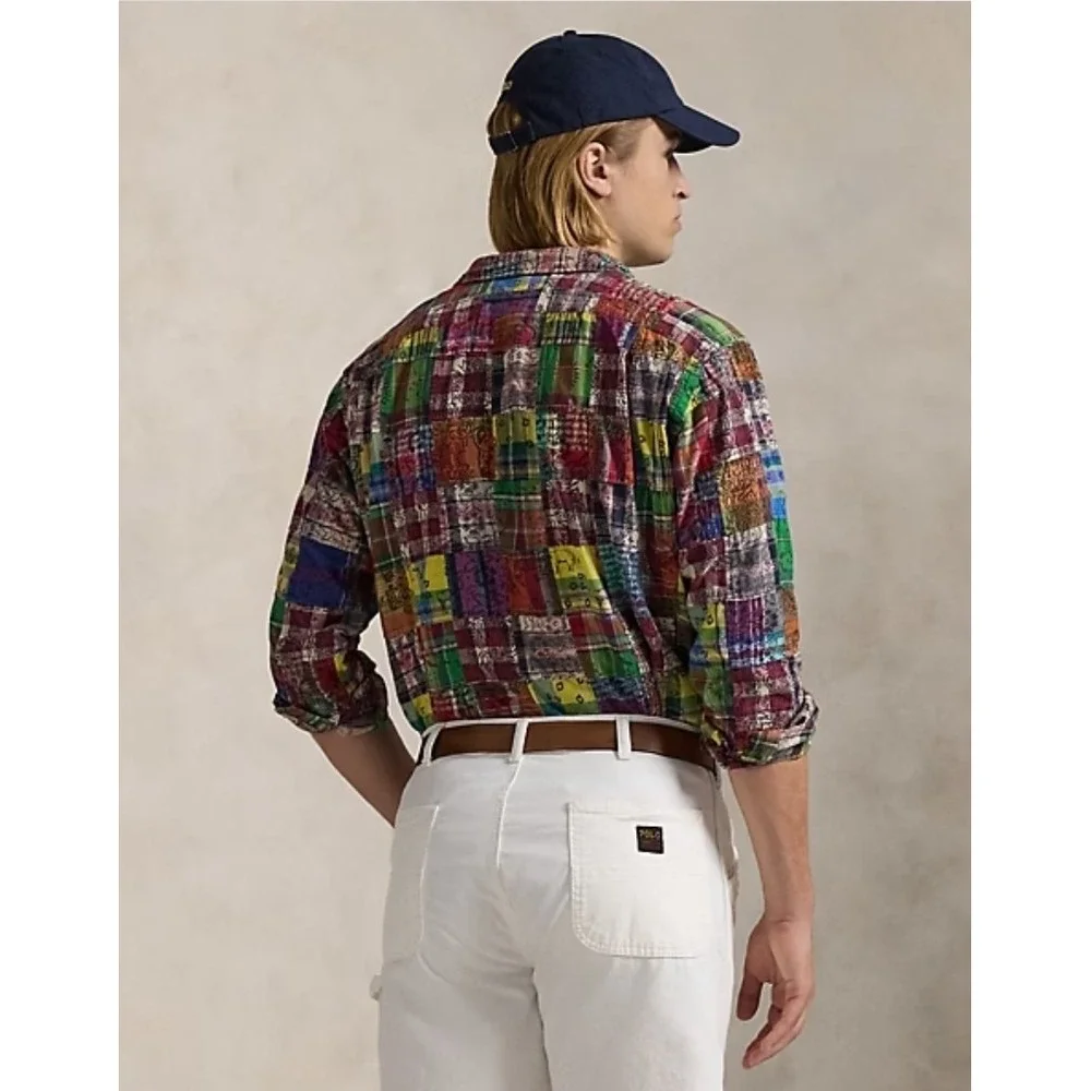 Polo Ralph Lauren Classic Fit Patchwork Madras Long Sleeve Button Down Shirt 4XB